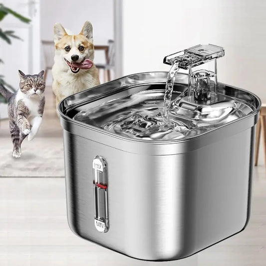 Automatic Cat Water Fountain Stainless Steel Cat Fountain With Filter Visual Water Level Pet Puppy Cats Drinking Water Dispenser